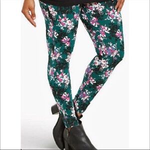 Torrid Leggings Green Floral Size 00 Full Length